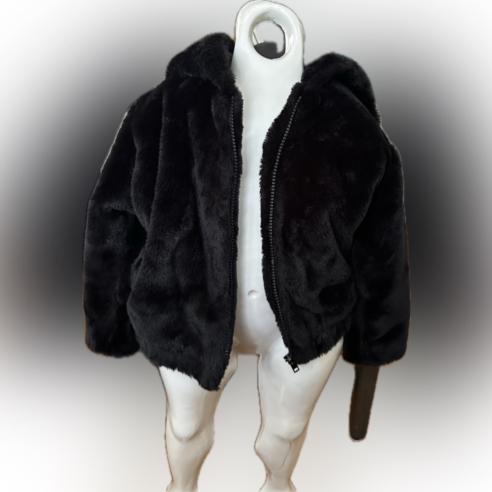 Little girls fur coat with hood
